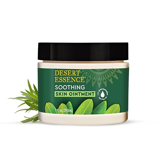 Desert Essence Organic Tea Tree Oil Skin Ointment - 1 Fl Oz - Pack of 4 - Jojoba & Lavender Essential Oils - Vitamin E - Sweet Almond Extract - Moisturizer For Dry Skin, Skin Irritations, Cuticles
