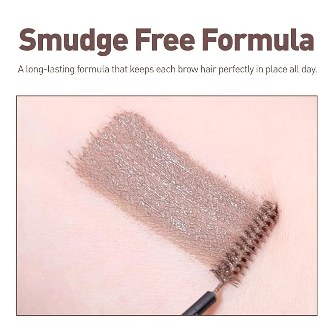PERIPERA Speedy Skinny Brow Mascara (03 NATURAL BROWN), Tinted Eyebrow Mascara with Slim Precision Brush, Clump-Free Natural Brows, K Beauty, Korean Makeup