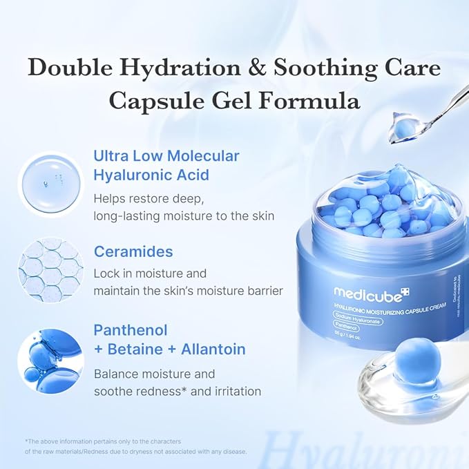 medicube Hyaluronic Moisture Boosting Duo: Hyaluronic Acid Capsule Cream and Hyaluronic Serum Set | Deep Hydration, Moisture Lock, and Plumping Care for Smooth, Healthy, and Dewy Skin