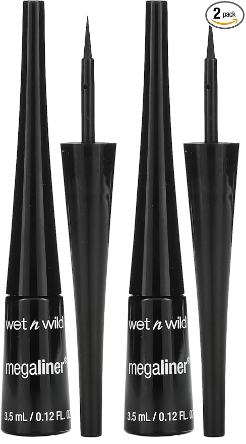 wet n wild MegaLiner Liquid Eyeliner - Black (packaging) (Pack of 2)