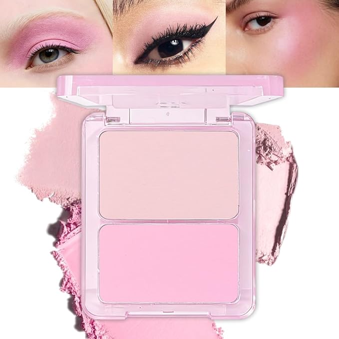 CAKAILA 2 Colors Light Nude Beige Pink Eye Shadow Powder Palette Makeup for Women,Neutral Matte Naked Eyeshadow Palette for Old Women Long Lasting Naturing-Looking,Vegan