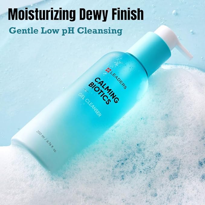 LEADERS Cosmetics Calming Biotics Gel Cleanser - 200ml, 6.76 fl oz Gentle, Hydrating Face Wash for Sensitive Skin, Sulfate-Free, Balances Skin Microbiome