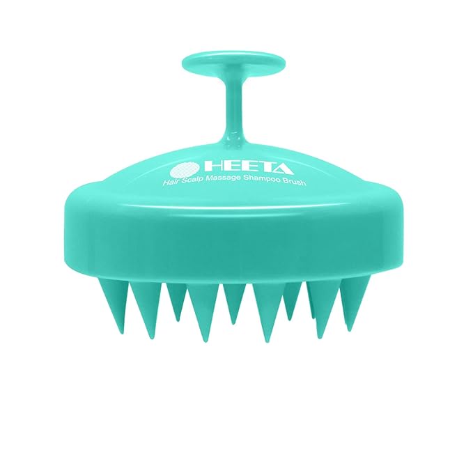 HEETA Scalp Massager Hair Growth, Soft Silicone Scalp Scrubber Shampoo Brush for Exfoliation, Dandruff Removal Head Massage Stress Relax, Wet & Dry Use for Thick Thin Curly Hair Care, Green