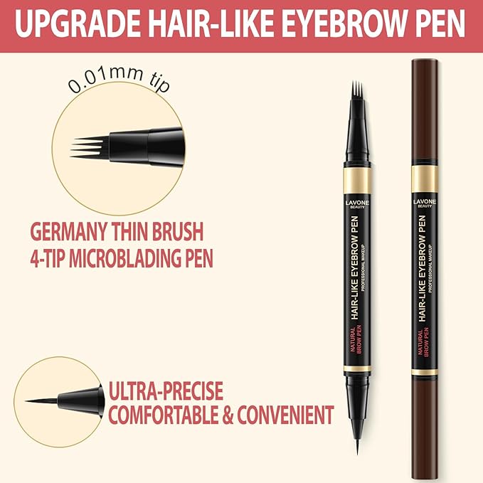 Eyebrow Pencil Kit, with Microblading Eyebrow Pen, Eyebrow Gel, Eyeliner, Eyebrow Brush, Eyebrow Pencils for Women, Waterproof, Smudge Proof, Long Lasting Makeup Formula - Dark Coffee