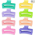 8PCS 5 Inch Extra Large Square Hair Clips, Matte Rectangular Claw Hair Clips for Women Girls, Strong Hold XL Jumbo Hair Clamps, Hair Accessories for Thick Long Curly Hair, 8 Colors