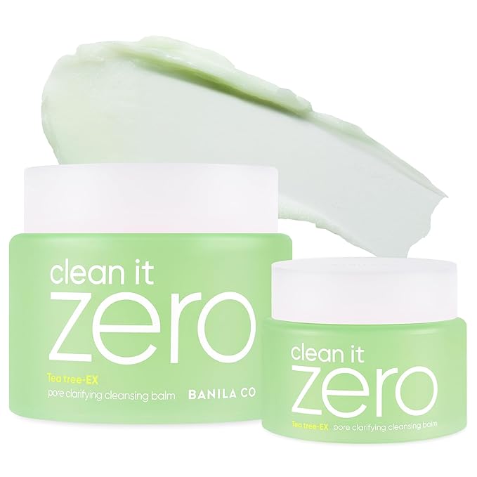 BANILA CO Clean It Zero Pore Clarifying Balm Duo | 180ml + 100ml | Korean Cleansing Balm for Oily & Acne-Prone Skin | AHA-PHA & Tea Tree | Vegan