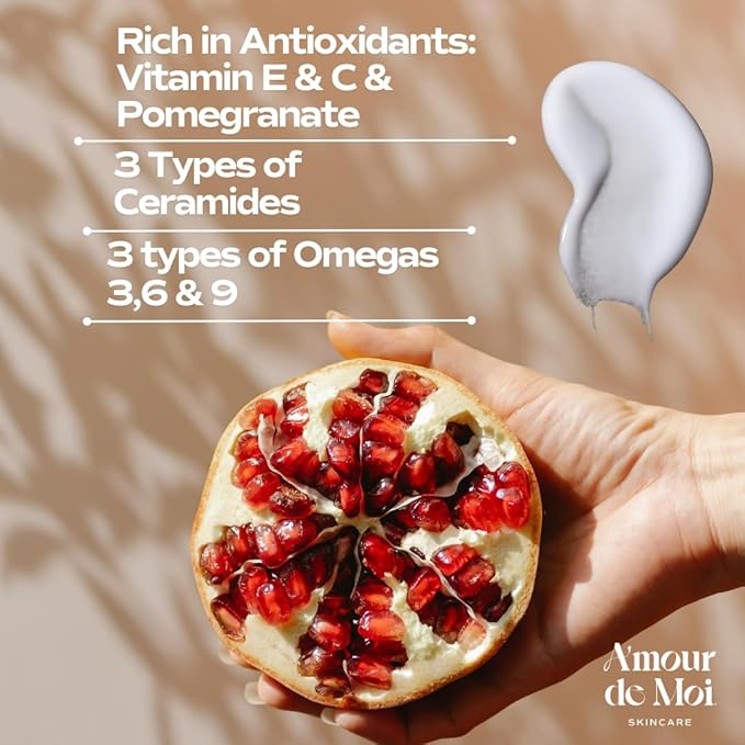 ADM Omega Multi-Ceramide Face Moisturizer – Lightweight, Hydrating Barrier Repair Moisturizer & Ceramide Moisturizer Cream with Omegas 5-6-9, Pomegranate & Vitamin E for Sensitive Skin, 1.7oz