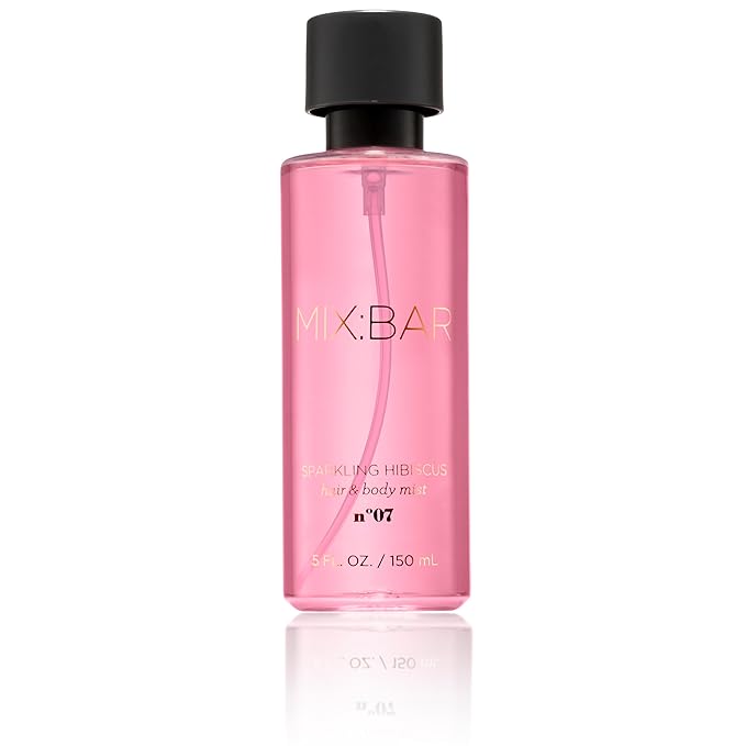 MIX:BAR Sparkling Hibiscus Hair + Body Mist Spray for Women + Girls - Bergamot, Hibiscus, Cashmere Musk, Champagne Bubble Fragrance Notes - Bergamot Bedroom + Hair + Body Oil Spray - Vegan - 5oz