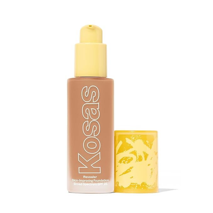 Kosas Revealer Liquid Foundation SPF 25 – Medium Buildable Coverage, Hydrating Natural Glow Finish, Medium Tan Neutral 280
