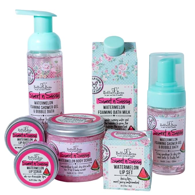 Bella & Bear Sweet n Sassy Watermelon Body Scrub, 3-in-1, 6.7 Oz, Exfoliating, Cleansing, Moisturizing
