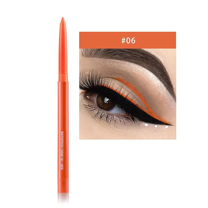 Eyeliner Pencil, Waterproof Eyeliner Long-lasting, Orange-Eyeliners, High-Pigmented Colorful Eyeliners Easy To Use Eye Liner Pen for Women