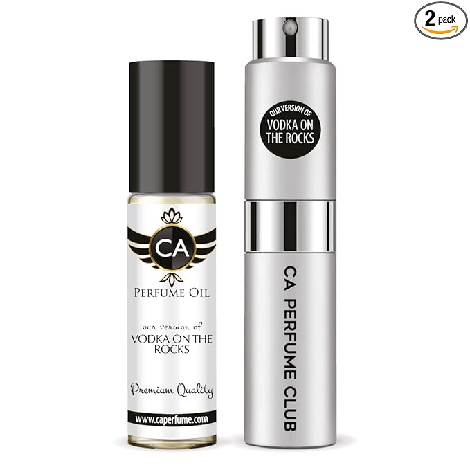 CA Perfume Duo Impression of Vodka On The Rocks For Women And Men Perfume Layering Set Long Lasting Travel Size EDP + Body Oil Roll-On Bottle 0.27 Fl Oz+0.33 Fl Oz
