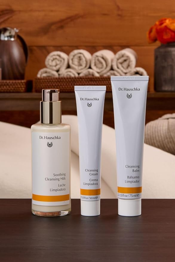 Dr. Hauschka Soothing Cleansing Milk, Sensitive Skin pH Balanced Facial Cleanser & Make Up Remover for all skin types, Certified Natural, 4.9 Fl Oz