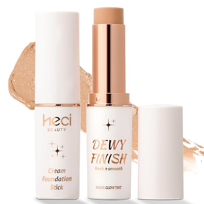 HECI BEAUTY Skin Tint Foundation Stick, Balm to Cream Foundation with Light to Medium Coverage, Infused with Hydrating Ingredients, Toffee, 0.25 oz