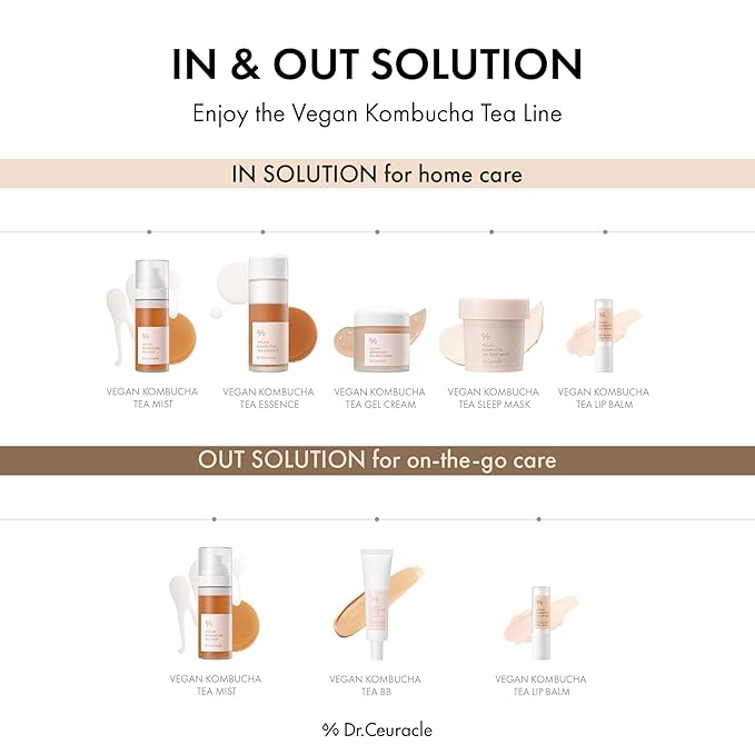 Dr.Ceuracle Vegan Kombucha Tea Essence and Gel Cream - Korean Skincare Gift Set for Holiday (Beginning Set)