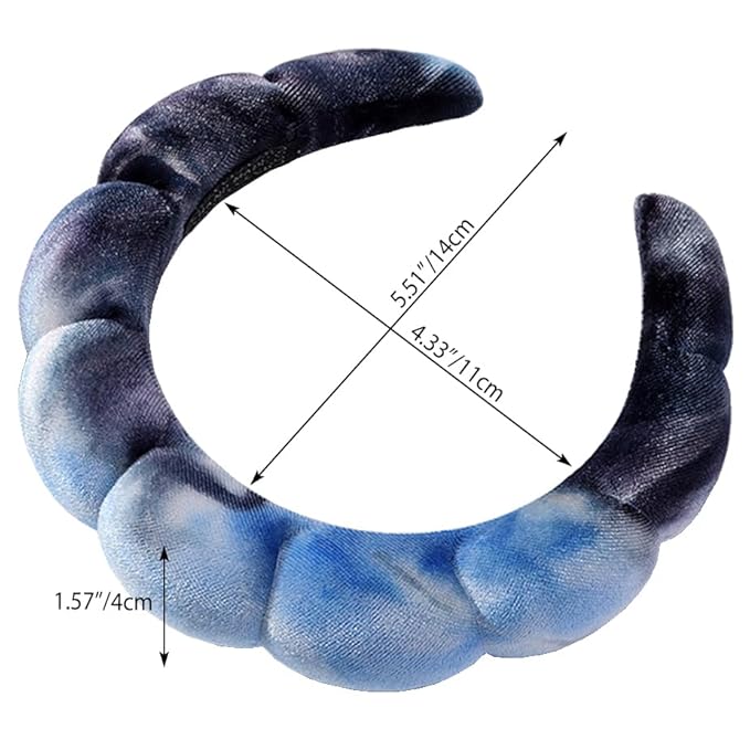 Spa Headbands Puffy Makeup Skincare Headbands for Washing Face or Facial, Terry Cloth Fabric Hairbands for Makeup Removal Shower Skin Treatment(Blue&Purple)