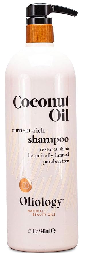 Oliology Coconut Oil Shampoo – Nutrient Rich Shampoo Restores Damaged & Lifeless Hair | Botanically Infused | Provides Intense Shine | Nourishing | Paraben Free (32 oz)