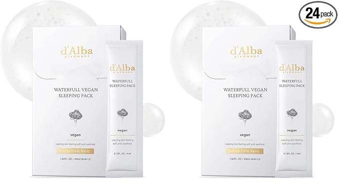 d'alba Piedmont Italian White Truffle Waterfull Vegan Sleeping Pack, Non Wash-off Overnight Face Mask, Portable Gel-type for moisture retention, Safe for sensitive skin, Korean Skin Care (Pack of 2)
