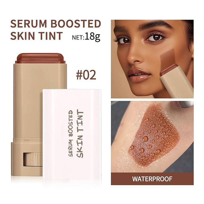 FYEBOO 2025 New Beauty Balm Serum Boosted Skin Tint, Solid Tinted Serum Contour Stick, Hydrating Tinted Moisturizer Foundation Stick, Radiant Dewy Natural Finish Facial Color Correct (# 02)