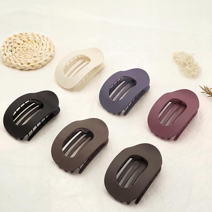Flat Claw Clips for Women, Large Duckbill French Hair Clips, 6 Pack Non-Slip Matte Hair Accessories for Thick & Thin Hair