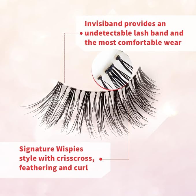 Ardell Wispies False Eyelashes 113 - Black, Natural Look Wispy Lashes, Soft & Lightweight Strip, 5 Pairs, 1 Pack