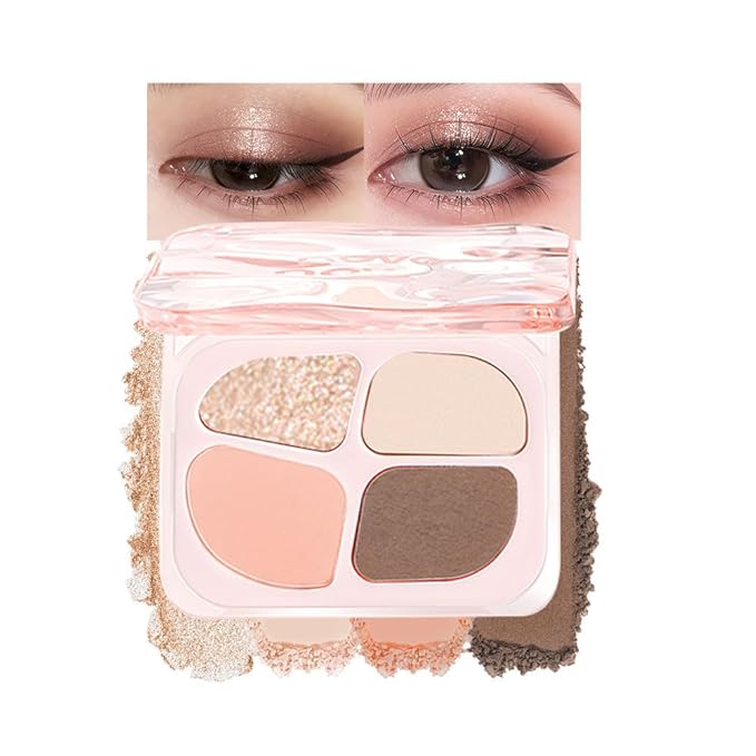 Matte Eyeshadow Palette, 4 Color High Pigment Blendable Eye Shadow Makeup For Older Women, Shimmer Eyeshadow Palette Makeup (04#, Pack of 1)