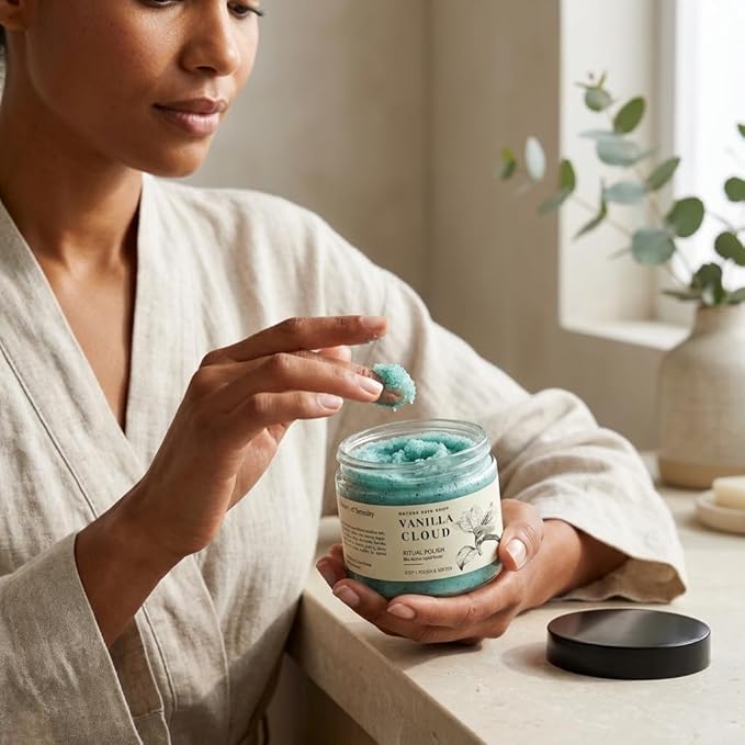 Nature Skin Shop Vanilla Cloud Spun Sugar Whipped Polish – Luxurious Whipped Exfoliating Body Scrub, 8oz