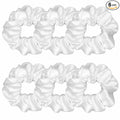 6 Pcs Satin Silk Scrunchies - Soft Hair Ties, Fashion Hair Bands, Bows, Elastic Bracelets, Ponytail Holders Hair Accessories for Women and Girls (4.5 Inch, Pure White)