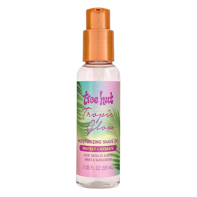 Tree Hut Mini Tropic Glow Moisturizing Shave Oil, Gel-to-Oil Formula, Ultra Hydrating Barrier for a Close, Smooth Shave, for all Skin Types, 2 Fl Oz