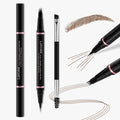 Eyebrow Pencil, 2-in-1 Waterproof Eyebrow Pen with 4 Tip Brow Pen and Ultra-Precise Brow Pencil, with Dual-ended Eyebrow Brush, Eyebrow Makeup for Natural Looking Eyebrows - Brown
