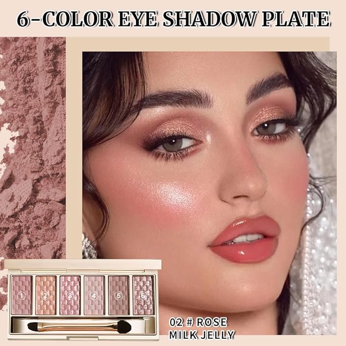 Cool Tone Gray Purple Matte Shimmer Eyeshadow Palette, 6 Color High Pigment Blendable Eye Shadow Makeup for Older Women, Lightweight Travel Size, Suitable for All Eye Shapes Smokey Look Vegan 02#