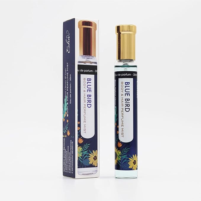 Esha Body & Hair Perfume Mist - Eau de Parfum for Women - Infused with Betaine - Juicy Orange, Pineapple, Mango with Musk and Vanilla - (BLUE BIRD)