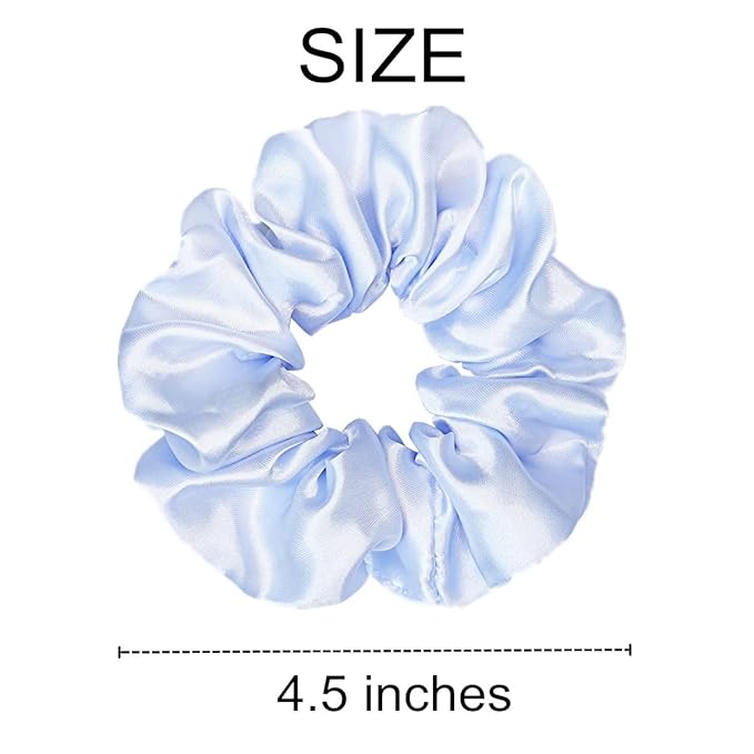Sufermoe 12 Pcs Satin Silk Hair Scrunchies, Assorted Blue, 4.5 Inch Hair Ties for Women Girls