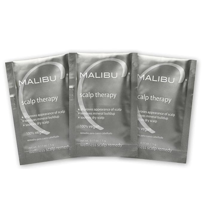 Malibu C Scalp Therapy Wellness Remedy – Dry Scalp Treatment to Soothe and Moisturize Dry Skin with Vitamin C and Zinc Gluconate – Restores Manageability (3 Packets)