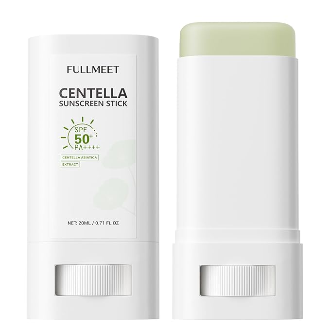 Sunscreen Stick with Centella, Sunscreen Stick SPF50+ PA++++, Soothing, Moisturizing, No White Cast, Matte Sun Stick Broad Spectrum Sunblock Stick for Face & Body, 0.71 OZ