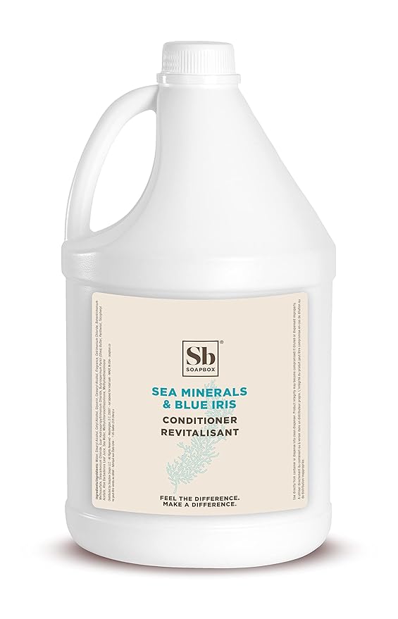 Soapbox Sea Minerals & Blue Iris Conditioner, Refill Bulk Size For Rentals, Guest Rooms & Hotels - Clean Ingredients Free of Harsh Chemicals, Sulfates, Parabens & Silicones - 1 Gallon Bottle