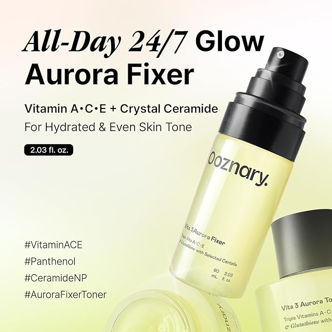 Vita 3 Aurora Fixer Toner with Vitamin ACE and Triple Centella for Even Tone Solution | Korean Skin Care | 2.03 fl.oz 60ml