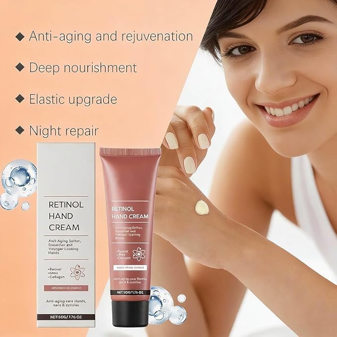 Retinol Hand Cream Anti Aging, Hydrating & Moisturizing Hand Lotion with Anti-Aging Formula to Help Prevent Wrinkles & Reduce Fine Lines (50G Intense Hand Cream With Retinol for Dry Hands)