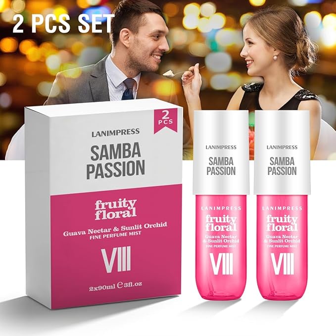 2 Pack 6 fl oz Hair Mist and Body Spray for Women（Eau De Parfum）,Fruity Floral Perfume No.8，With Notes of Guava Nectar,Sunlit Orchid