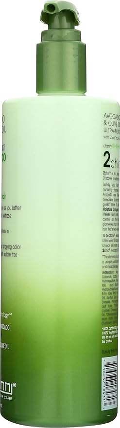 GIOVANNI 2chic Ultra-Moist Shampoo - Avocado & Olive Oil, Creamy Hydration Formula, Enriched with Aloe Vera, Shea Butter, Botanical Extracts, No Parabens, Color Safe - 24 oz