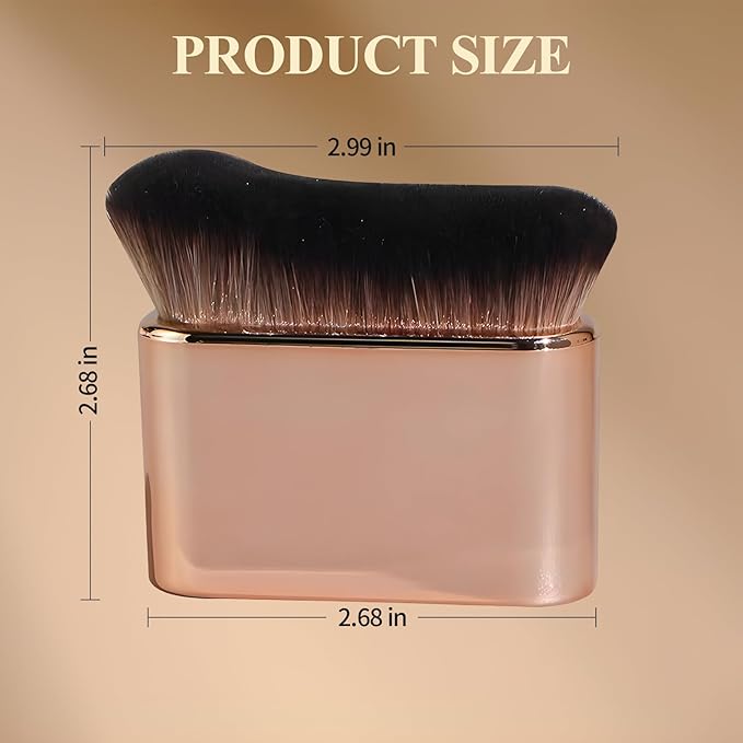 Self Tanner Brush, Kabuki Foundation Body Makeup Brush for Face and Body, Body Shimmer Brush with Ultra-Soft Dense Bristles for Applying Tanning Mousse, Lotion, Bronzer, and Foundation (Rose Gold)