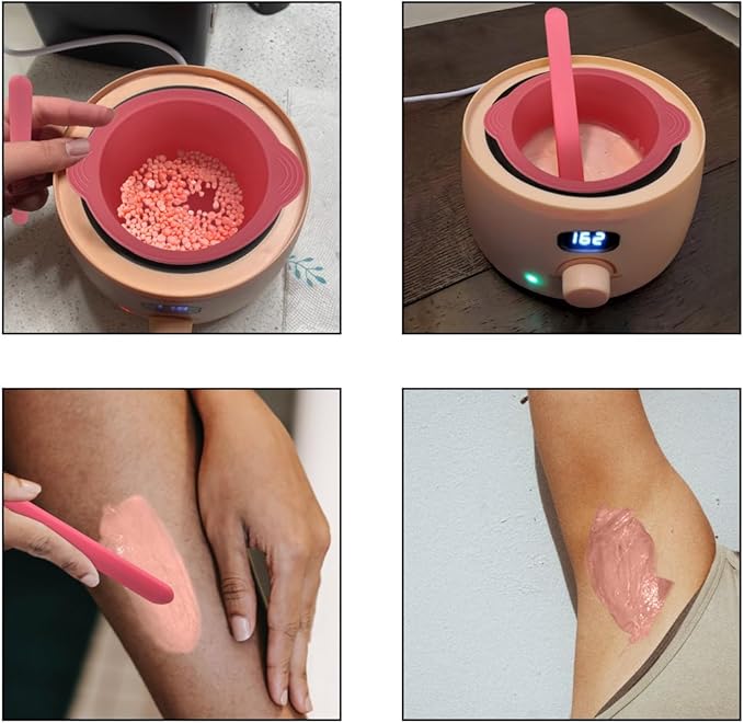 KVZVK Silicone Wax Bowl Non-Stick Hair Removal Pot Liner with Wax Spatula (Pink)