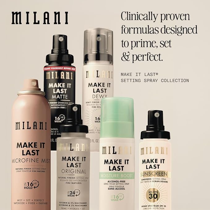 Milani Make It Last Moisture Boost Setting Spray - Alcohol Free Waterproof Makeup Finishing Mist - Hydrating & Soothing Formula for Sensitive Skin - 2 Count
