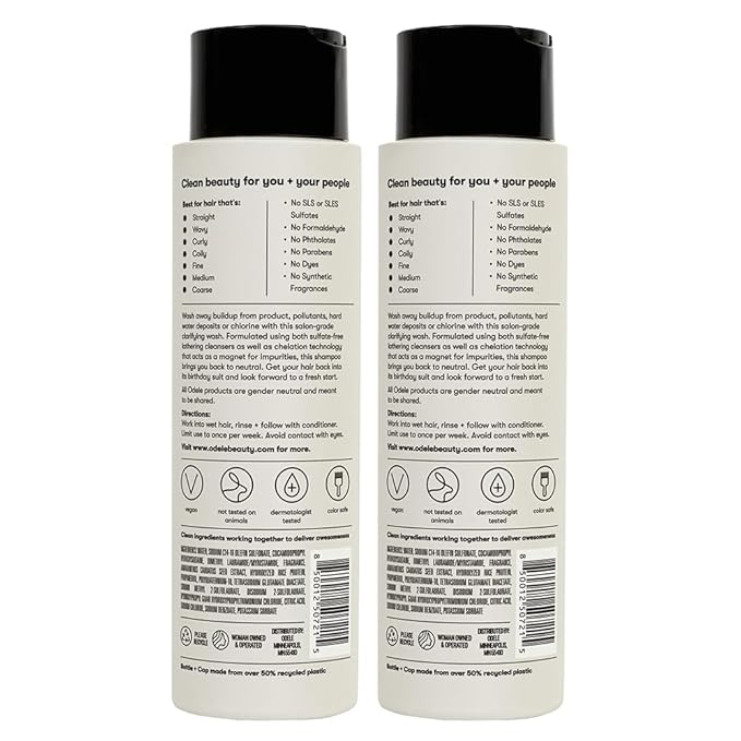Odele Clarifying Sulfate-Free Shampoo, a Deep Weekly Clean that Removes Buildup for All Hair Types & Textures, 13 Fl Oz (2-Pack)