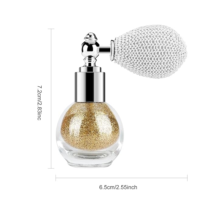 KYDA Glitter Powder Spray, Loose Shimmer Powder, Highlighter Spray Makeup for Face Body Hair, Lasting Glitter Hairspray, Cosmetic Sparkling Body Makeup, Golden