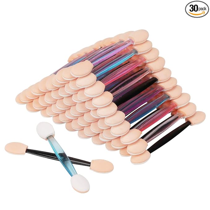 Akstore 30PCS Disposable Dual Sides Eye Shadow Sponge Applicator Eyeshadow Brushes Makeup Brush (30PCS-Mixed)