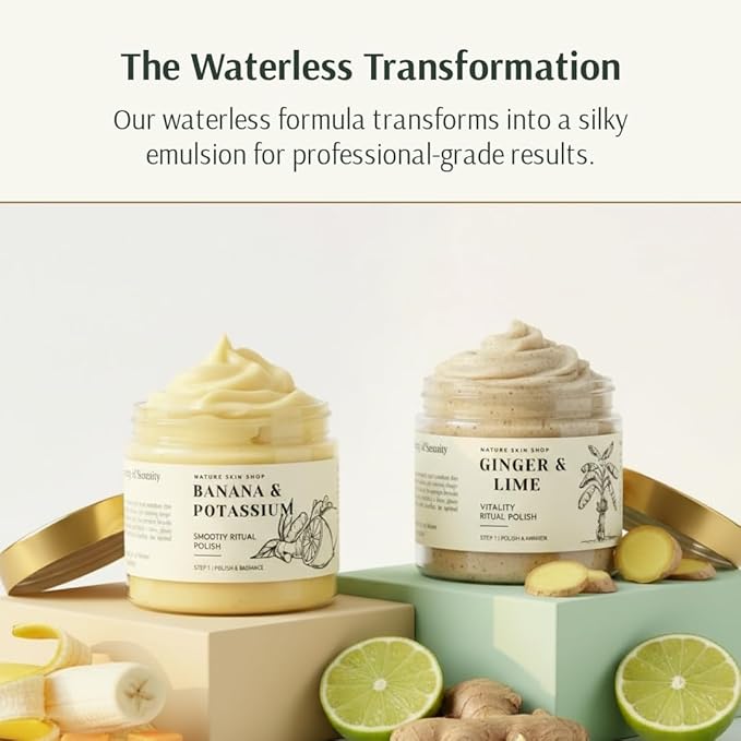 Nature Skin Shop Banana & Potassium Smoothing Ritual Polish – Hydrating Whipped Exfoliating Body Scrub, 8oz