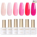 GAOY Pink Glitter Gel Nail Polish Set, 6 Colors Nude Neon Sparkle Soak Off UV Light Cure Gel Polish Kit for Salon and Nail Art DIY at Home