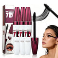 3 PCS 7D Waterproof Volume Mascara, 2026 Upgrade Smudge-Proof Curling & Lengthening Mascara, Long-Lasting Black Mascara Fiber Lashes Thickening Eye Makeup for Defined Curl for Women Girls