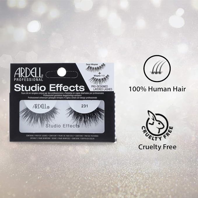 Ardell Studio Effects False Eyelashes 231 - Dramatic Volume and Length, Reusable Lashes for Bold Eye Looks, 4-Pack